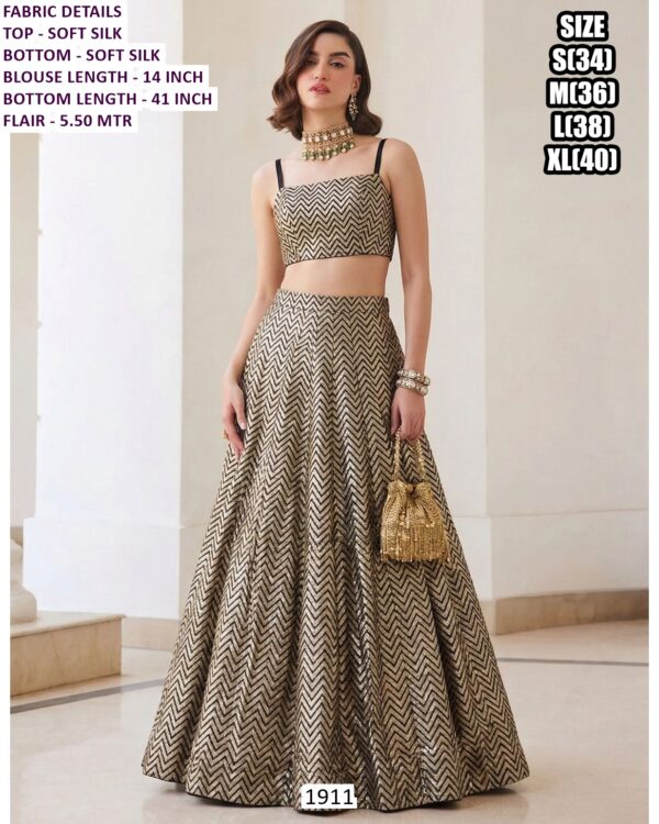 Soft Silk Simple With Designer Ladies Party Wear Crop Top And Skirt (Lehenga)!