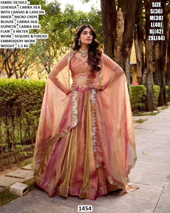 Create A Look Royal With This Carika Silk Wedding Lehenga Choli With Delicate Embroidery