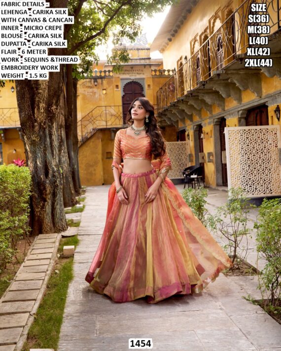 Create A Look Royal With This Carika Silk Wedding Lehenga Choli With Delicate Embroidery