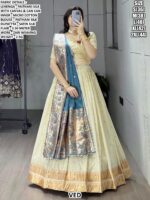 Incredible Zari Weaving White Paithani Silk Lehenga Choli With Different Colour Dupatta
