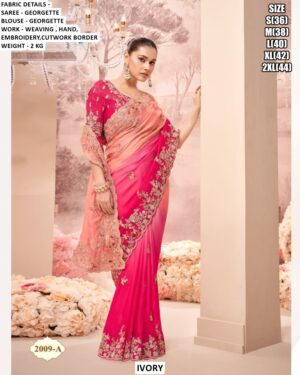 Party Wear Premium Silk And Georgette Sarees With Embellished Border And Embellished Designer Blouse