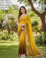 Our Stunning Georgette Sarees Graced With Embellished With Floral Embroidery Work Border