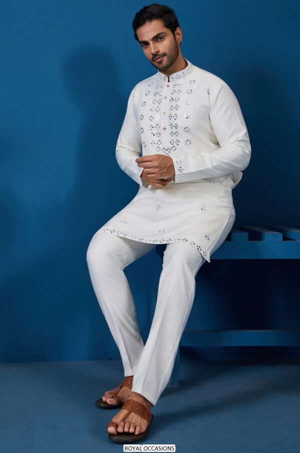 Viscose Silk Kurta Pyjama Featuring Real Mirror And Thread Work, Perfect Ethnic Wear For Any Occasions