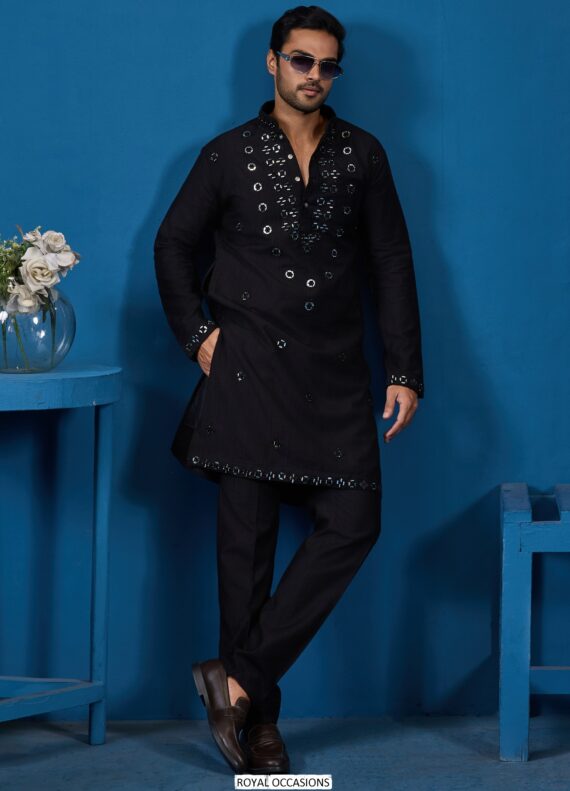 Viscose Silk Kurta Pyjama Featuring Real Mirror And Thread Work, Perfect Ethnic Wear For Any Occasions