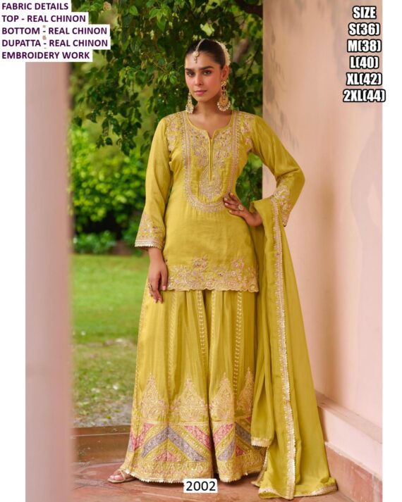 Elegant Wedding Style Ready To Wear Real Chinon Embroidered Ethnic Suits For Women