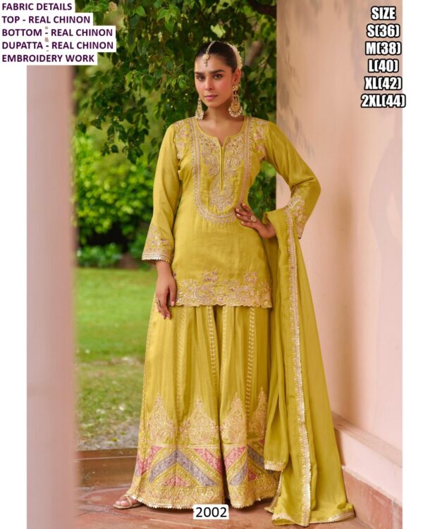 Elegant Wedding Style Ready To Wear Real Chinon Embroidered Ethnic Suits For Women