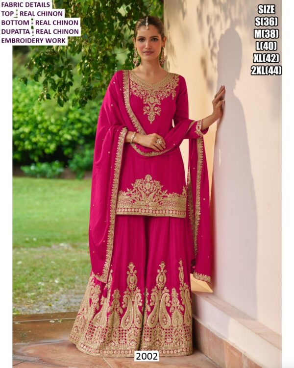 Elegant Wedding Style Ready To Wear Real Chinon Embroidered Ethnic Suits For Women