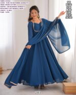 Pure Faux Blooming Georgette Suit Style Readymade Gown With Huge Flair And Dupatta