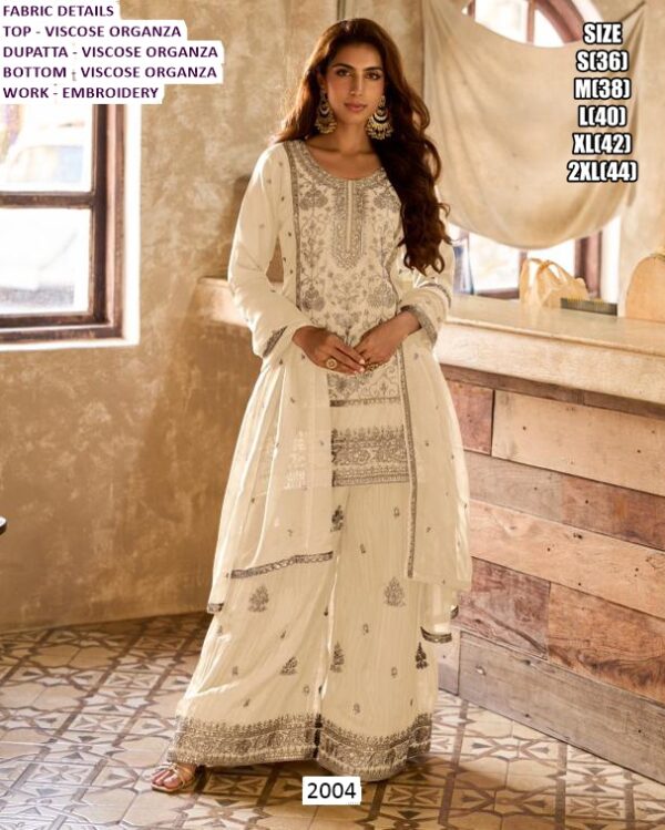 Amazing Colour Viscose Organza With Embroidery Work Plazo Style Salwar Kameez Suits