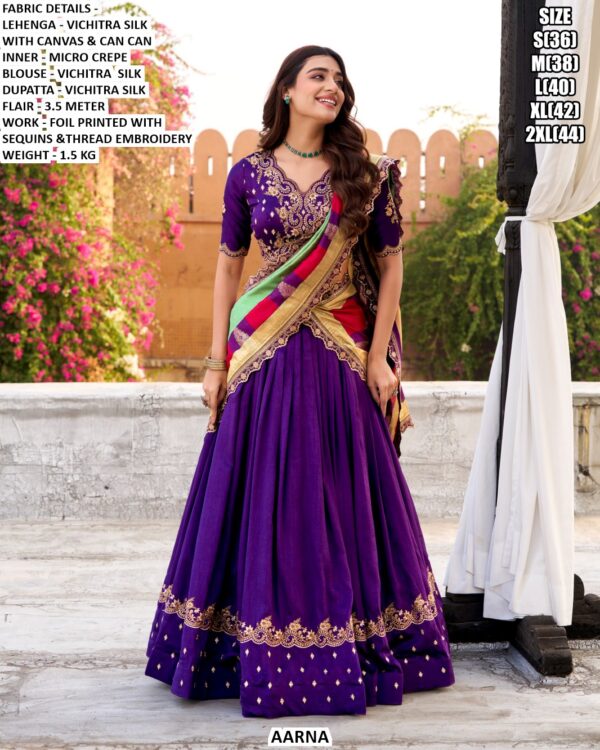 Vichitra Silk Embroidery And Printed Lehenga Choli With Heritage Inspired Festive Design