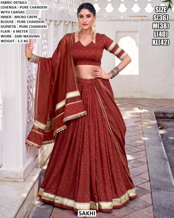 Graceful Elegance! Pure Chanderi Lehenga Choli Sets With Zari Weaving Work
