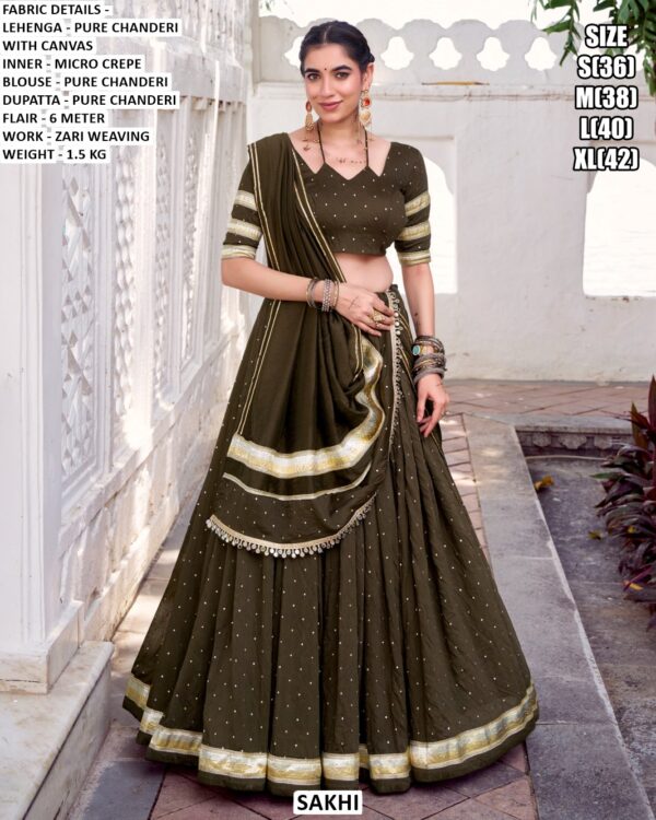 Graceful Elegance! Pure Chanderi Lehenga Choli Sets With Zari Weaving Work