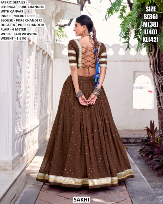 Graceful Elegance! Pure Chanderi Lehenga Choli Sets With Zari Weaving Work