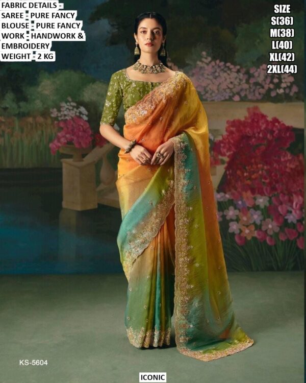 Accenting The Charming Feeling With This Pure Fancy Fabric Heavy Embroidery Work Wedding Wear Sarees