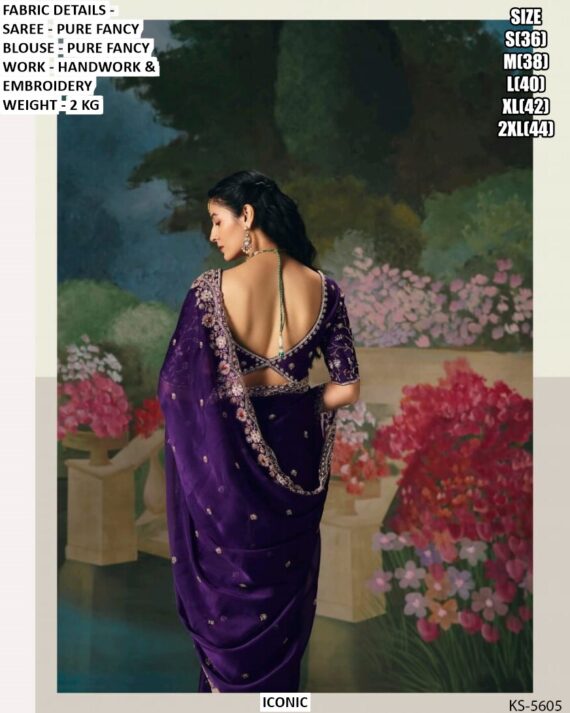 Accenting The Charming Feeling With This Pure Fancy Fabric Heavy Embroidery Work Wedding Wear Sarees