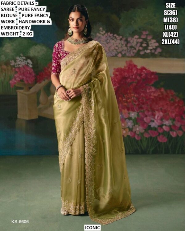 Accenting The Charming Feeling With This Pure Fancy Fabric Heavy Embroidery Work Wedding Wear Sarees
