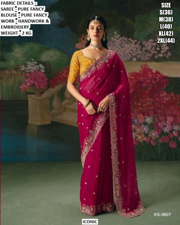Accenting The Charming Feeling With This Pure Fancy Fabric Heavy Embroidery Work Wedding Wear Sarees