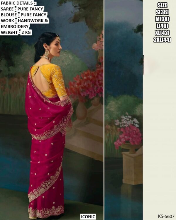 Accenting The Charming Feeling With This Pure Fancy Fabric Heavy Embroidery Work Wedding Wear Sarees