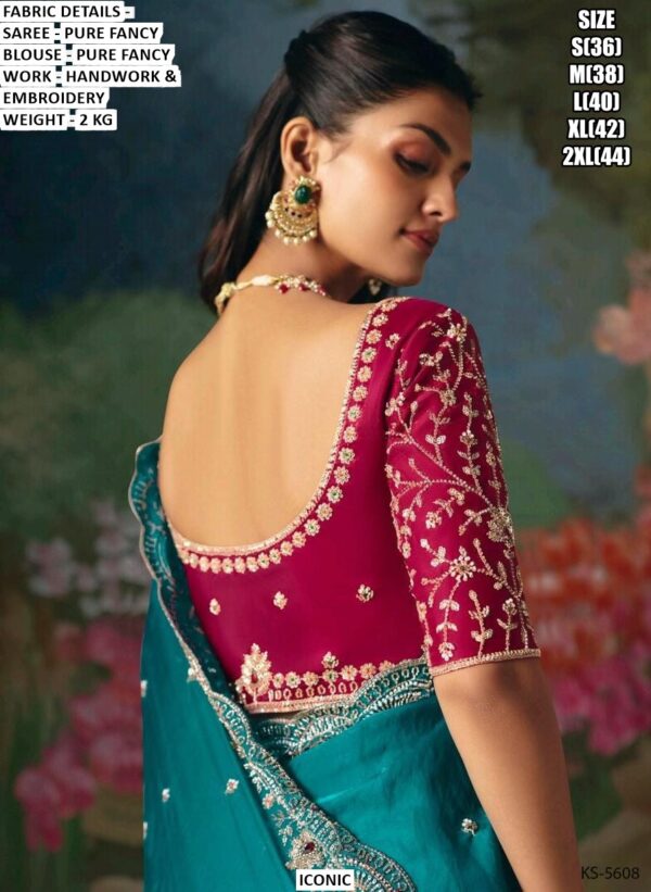 Accenting The Charming Feeling With This Pure Fancy Fabric Heavy Embroidery Work Wedding Wear Sarees