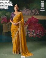 Accenting The Charming Feeling With This Pure Fancy Fabric Heavy Embroidery Work Wedding Wear Sarees