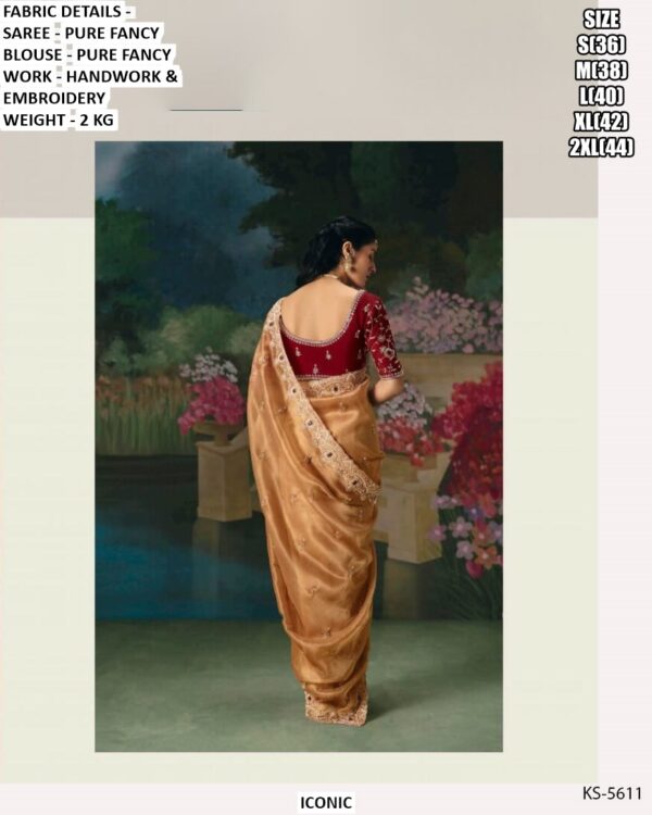 Accenting The Charming Feeling With This Pure Fancy Fabric Heavy Embroidery Work Wedding Wear Sarees