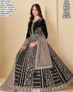 Launching New Wedding Wear Velvet Un-Stitched Gown With Heavy Embroidery Work