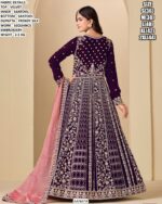 Launching New Wedding Wear Velvet Un-Stitched Gown With Heavy Embroidery Work