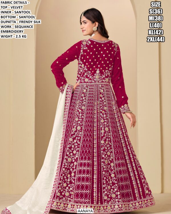 Launching New Wedding Wear Velvet Un-Stitched Gown With Heavy Embroidery Work