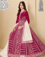 Launching New Wedding Wear Velvet Un-Stitched Gown With Heavy Embroidery Work