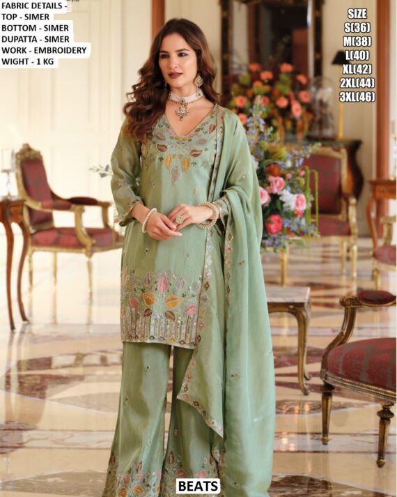 Straight Cut Salwar Suits Crafted From Pure Shimmer Fabric Featuring Embroidery And Hand Work