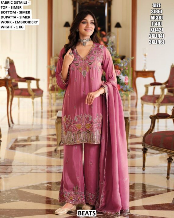 Straight Cut Salwar Suits Crafted From Pure Shimmer Fabric Featuring Embroidery And Hand Work