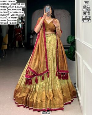 Trendy Culture's Vichitra Silk Printed Lehenga Choli With Dupatta - Festive Ethnic Wear Sets