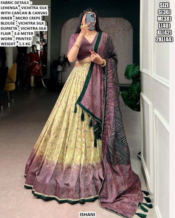 Trendy Culture's Vichitra Silk Printed Lehenga Choli With Dupatta - Festive Ethnic Wear Sets