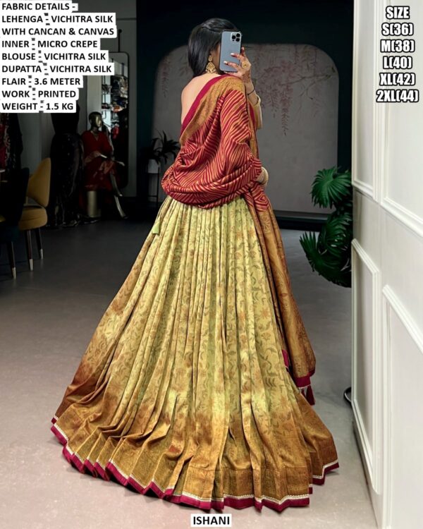 Trendy Culture's Vichitra Silk Printed Lehenga Choli With Dupatta - Festive Ethnic Wear Sets