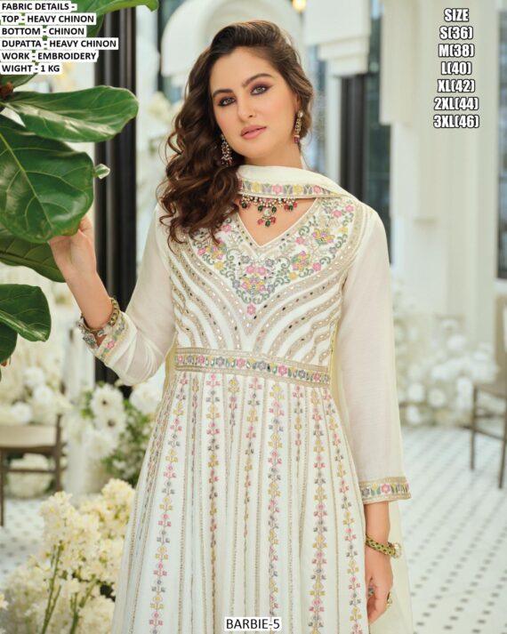 Heavy Chinon Multi-Embroidered Pakistani Wedding Wear Suits In Two Classic Colours!