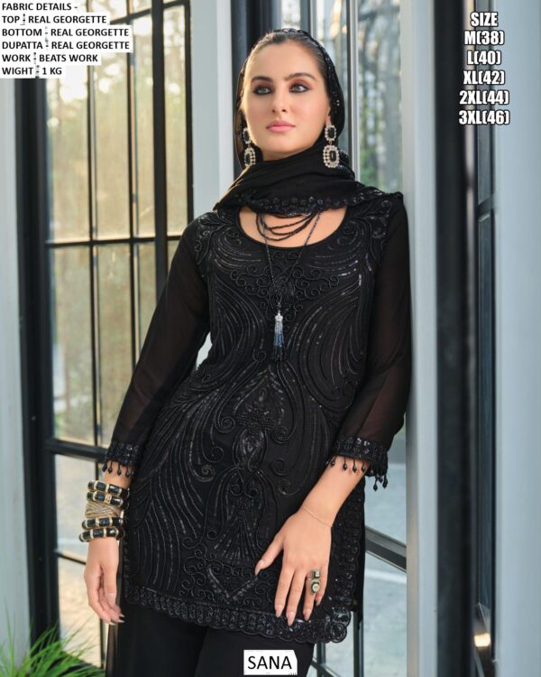 Introducing The Exquisite Georgette Plazo Suit Sets And Adorned With Intricate Beads Work