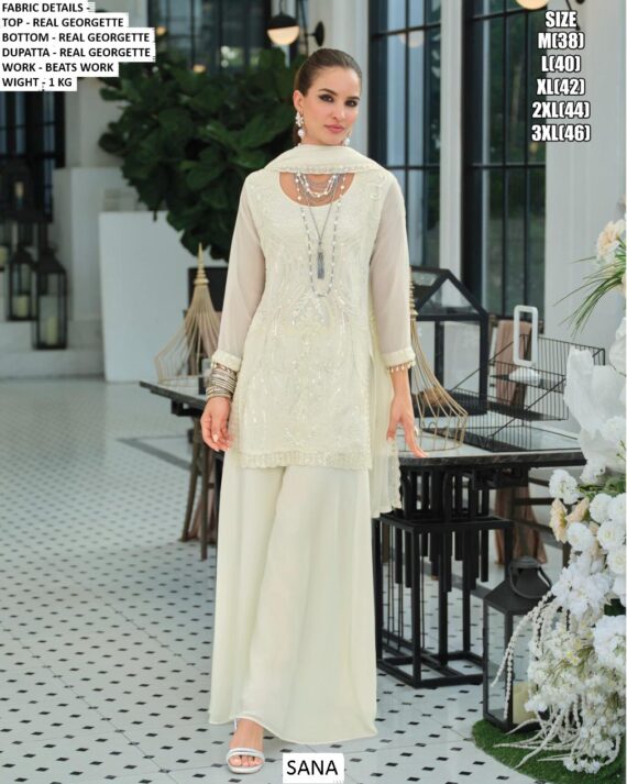 Introducing The Exquisite Georgette Plazo Suit Sets And Adorned With Intricate Beads Work
