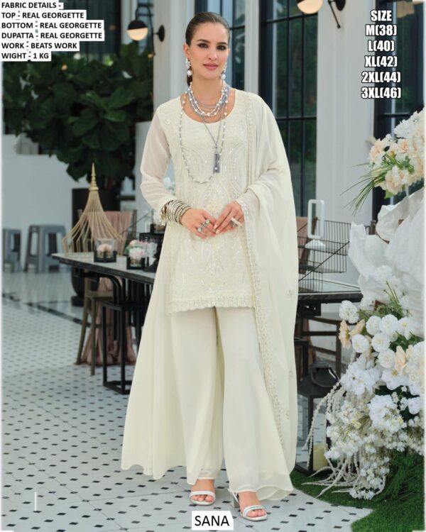 Introducing The Exquisite Georgette Plazo Suit Sets And Adorned With Intricate Beads Work