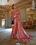 P.v Silk Traditional Wedding Wear Un-Stitched Sarees In Multi-Coloured Luxury Printed Work