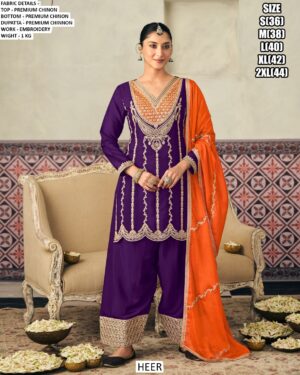 Celebrate In Style With This Elegant Premium Chinon Festive Wear Salwar Kameez Suits