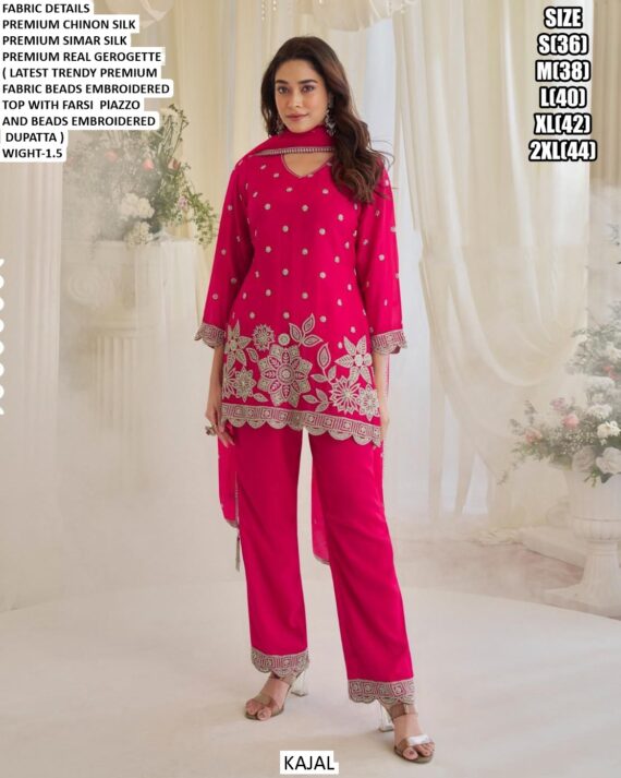 Chinon Silk Embroidered Sequins With Stone And Beads Work Salwar Suits For Eid And Party Wear