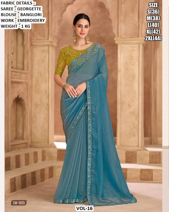 Party Wear New Indian Designer Fancy Women's Saree Collection With Blouse