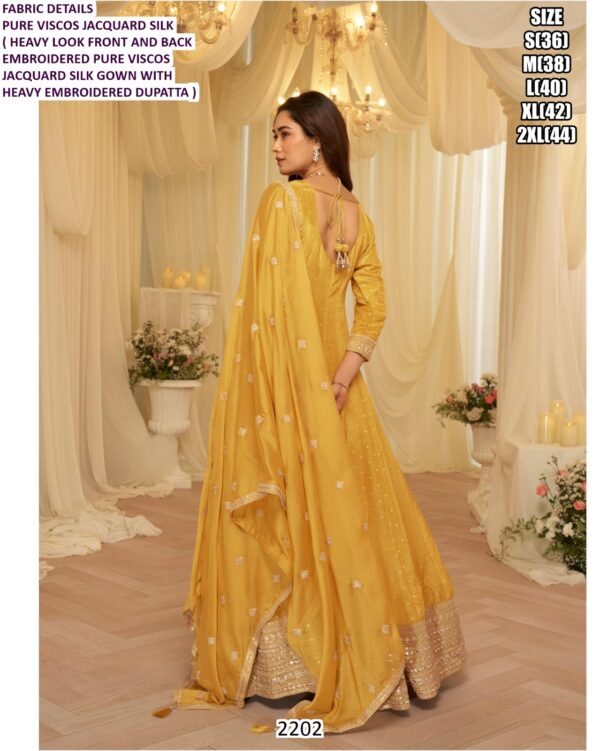 Viscose Jacquard Silk Embroidery And Weaving Design Gown Dupatta Sets - Wedding Dresses