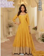 Viscose Jacquard Silk Embroidery And Weaving Design Gown Dupatta Sets - Wedding Dresses