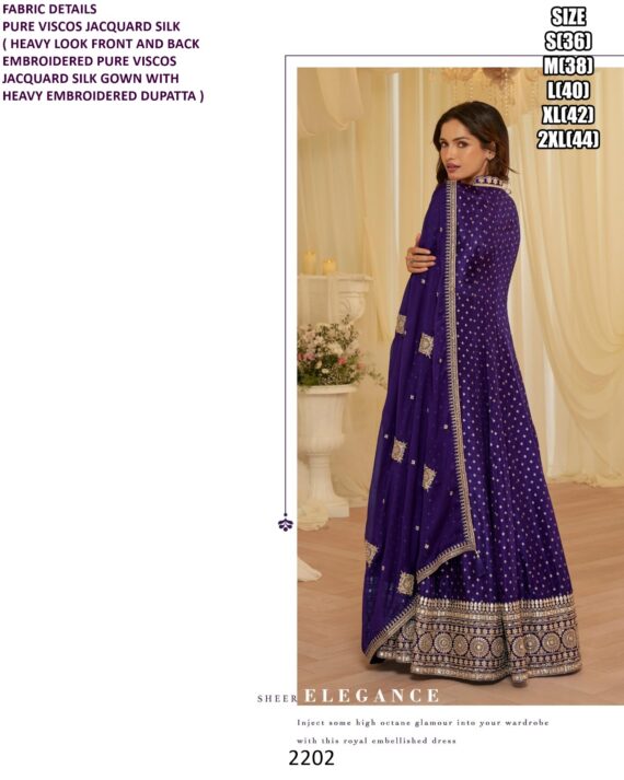 Viscose Jacquard Silk Embroidery And Weaving Design Gown Dupatta Sets - Wedding Dresses