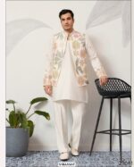 This Wedding Season Look Extremely Dapper In This Satin Silk Multi-Thread Work Kurta, Pajama And Jacket