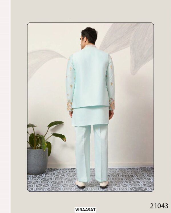 This Wedding Season Look Extremely Dapper In This Satin Silk Multi-Thread Work Kurta, Pajama And Jacket