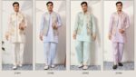 This Wedding Season Look Extremely Dapper In This Satin Silk Multi-Thread Work Kurta, Pajama And Jacket
