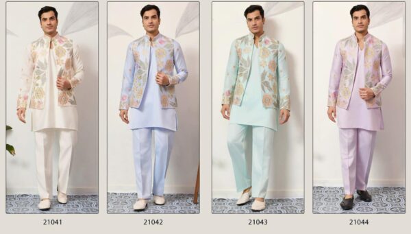This Wedding Season Look Extremely Dapper In This Satin Silk Multi-Thread Work Kurta, Pajama And Jacket