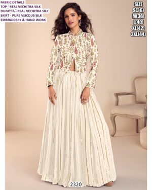 Look Glorious In Real Vichitra Silk Lehenga Style Dress Designed For Weddings And Parties